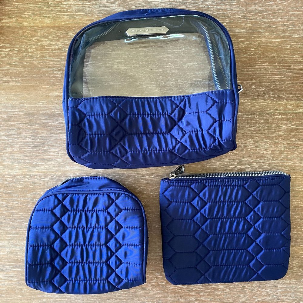 Aimee Kestenberg Blue Quilted Cosmetic Bag Set